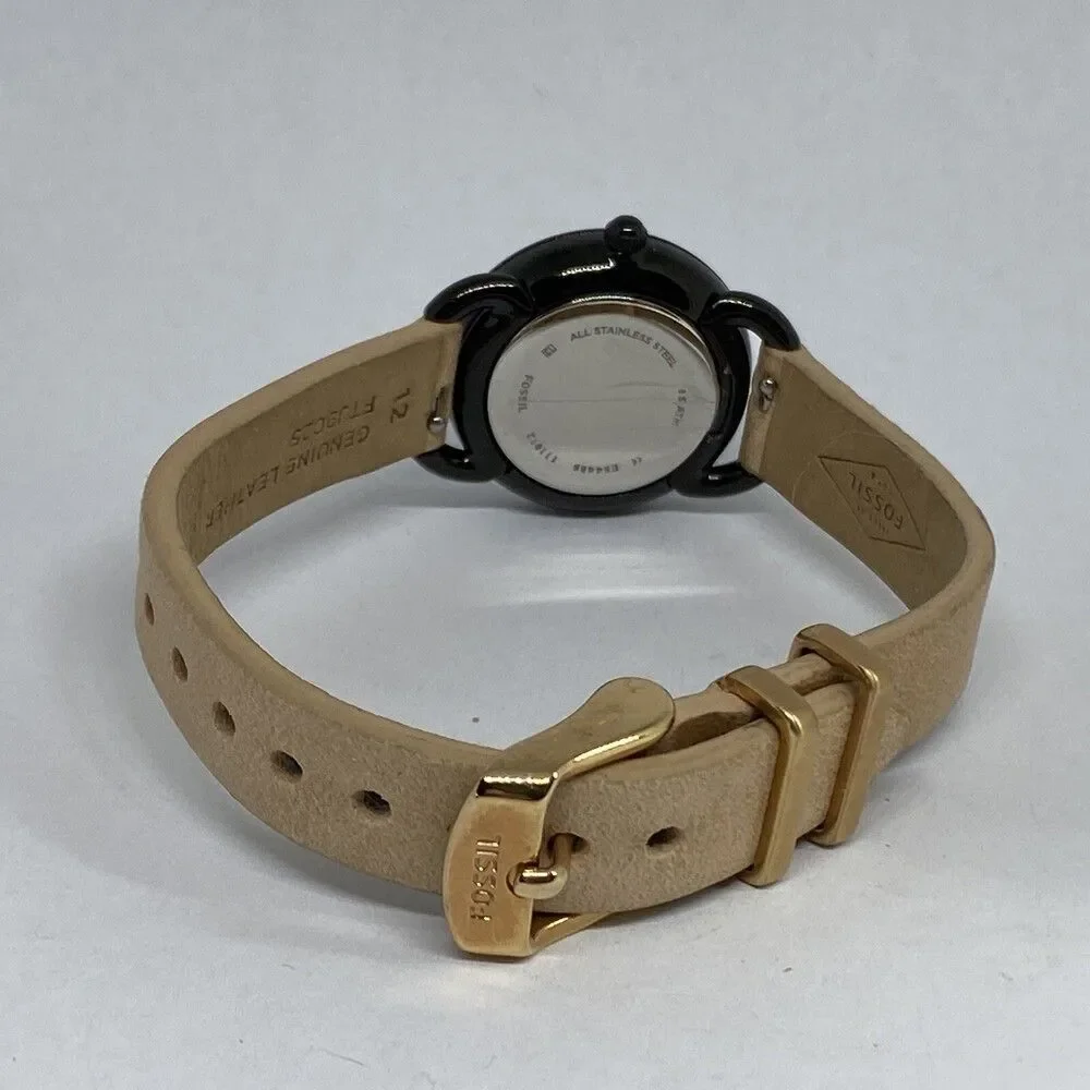 Fossil ES4489 Men's Beige Leather Analog Black Dial Quartz Genuine Watch XX938